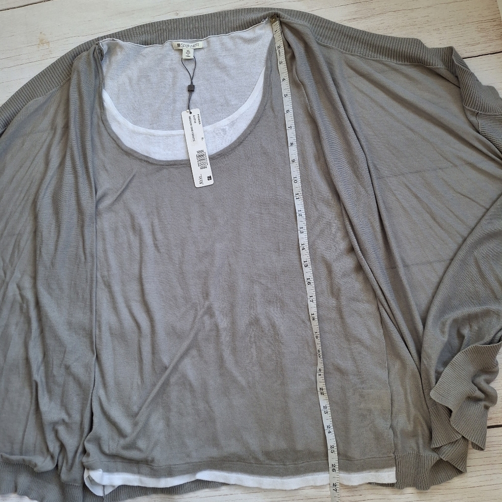Spanner Waterfall Vest Tank Top Size XL NWT Grey White Boho Festival Summer - Picture 7 of 9